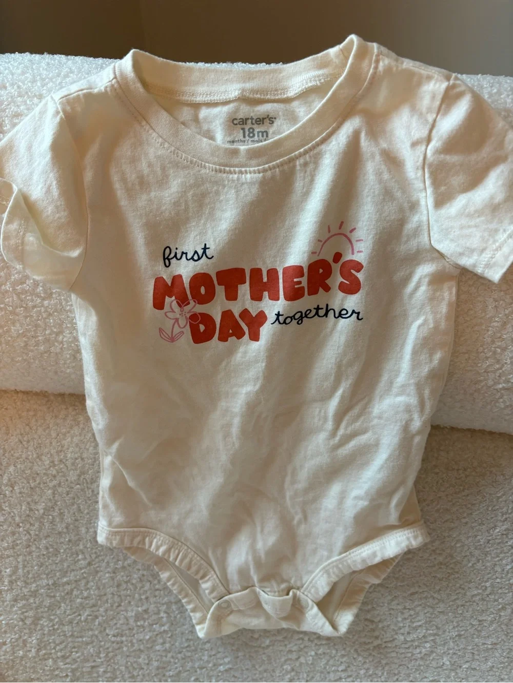 Carter's Cream Baby One-Piece with Red Mother's Day Graphic